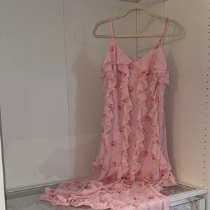 Floral Pink Ruffle Dress